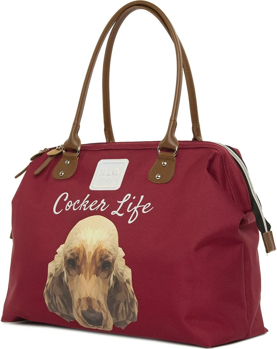 Çantë dore e madhe, ngjyrë e kuqe e errët, Zoozie Bags, 'Cocker Life'