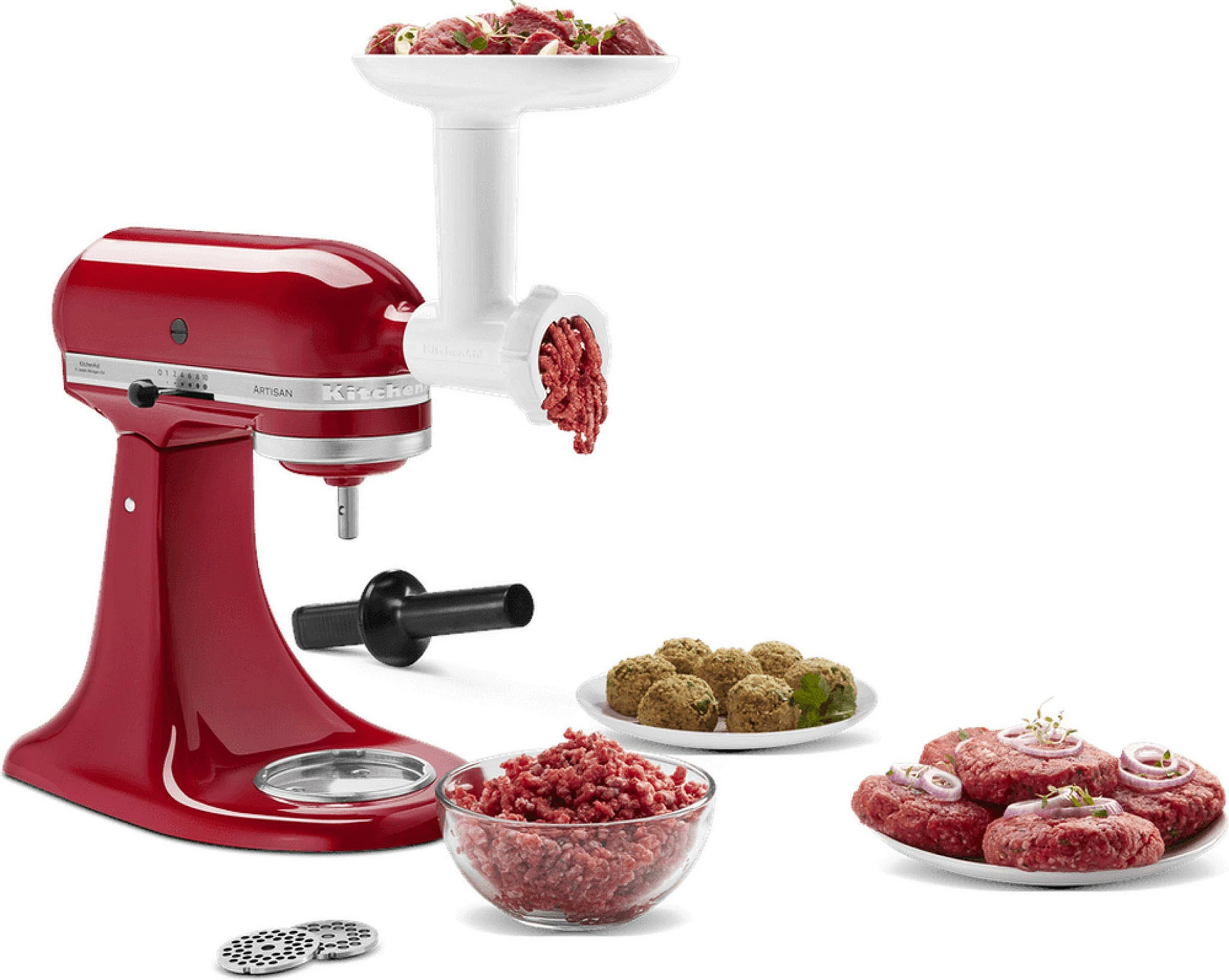 Mulli mishi KitchenAid 5KSMFGA, pjesë të larshme, plastikë/inoks, bardhë