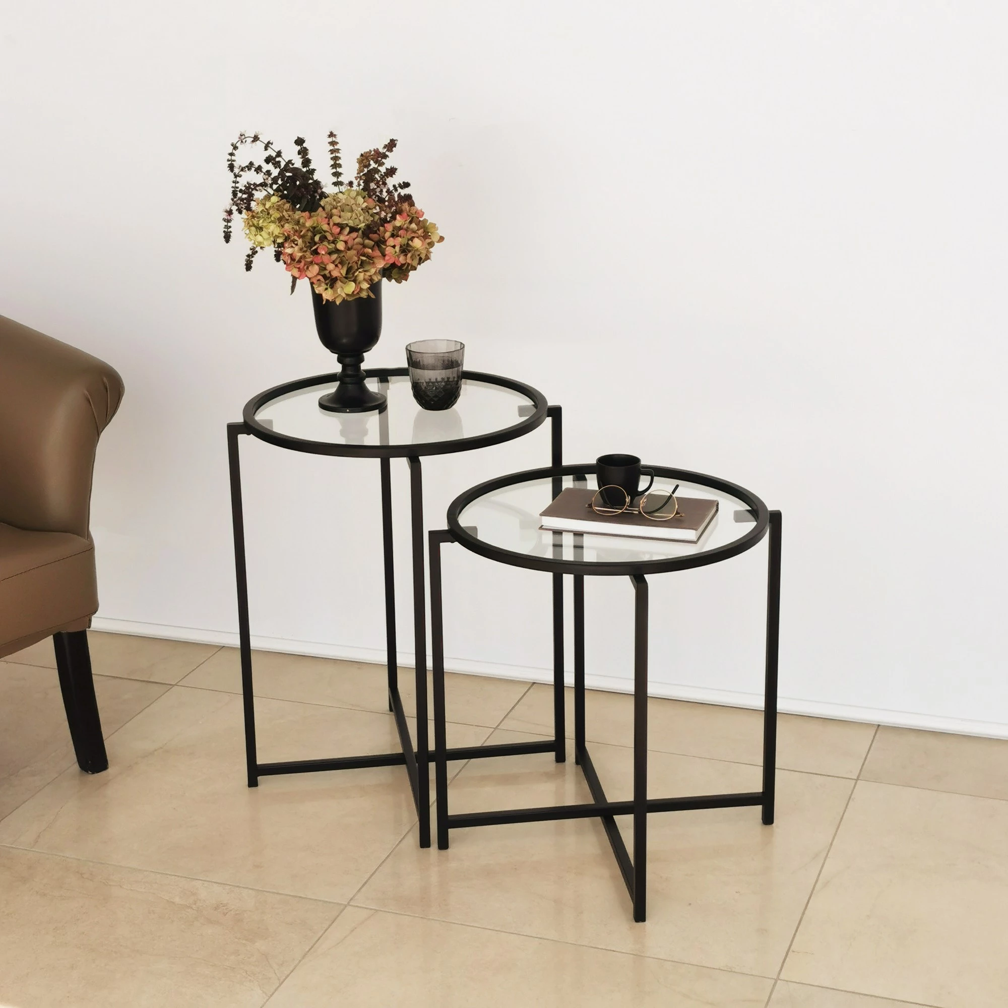 Set tavolinash anësore Skye Decor, S412, ngjyrë e zezë