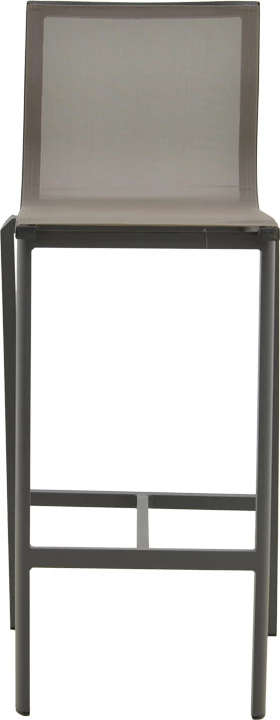 Karrige për bar Melina, alumini i lehtë, ngjyrë antracit, tekstil gri, 45x49x115cm