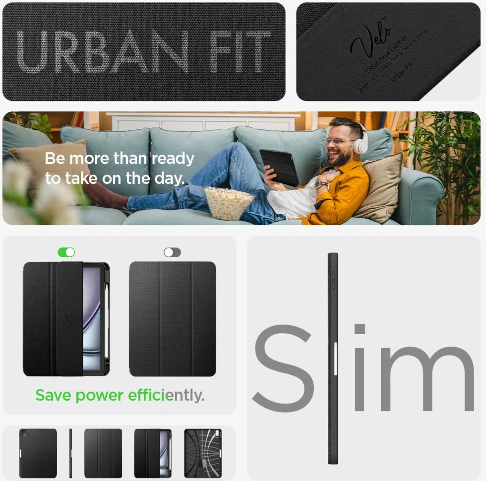 Mbështjellës Spigen Urban Fit për iPad Air 10.9''/11'' 2020-2024, i zi