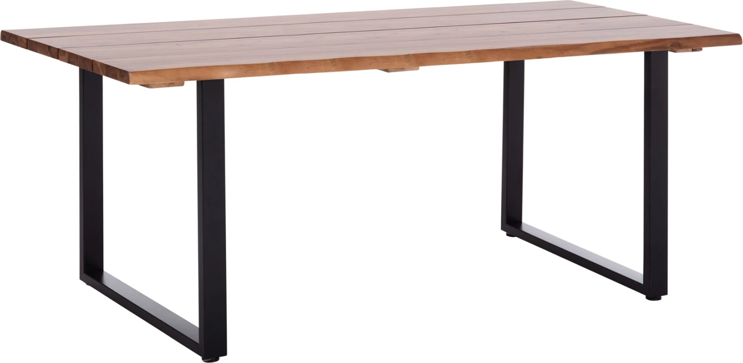 Tavolinë ngrënieje për jashtë FRIGGO, dru akacie natyrale, këmbë metalike, 200x100x77cm