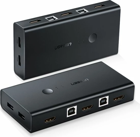 Switch KVM HDMI UGREEN 50744 2x1 4K@30Hz me hub 4xUSB 2.0, i zi, në kuti