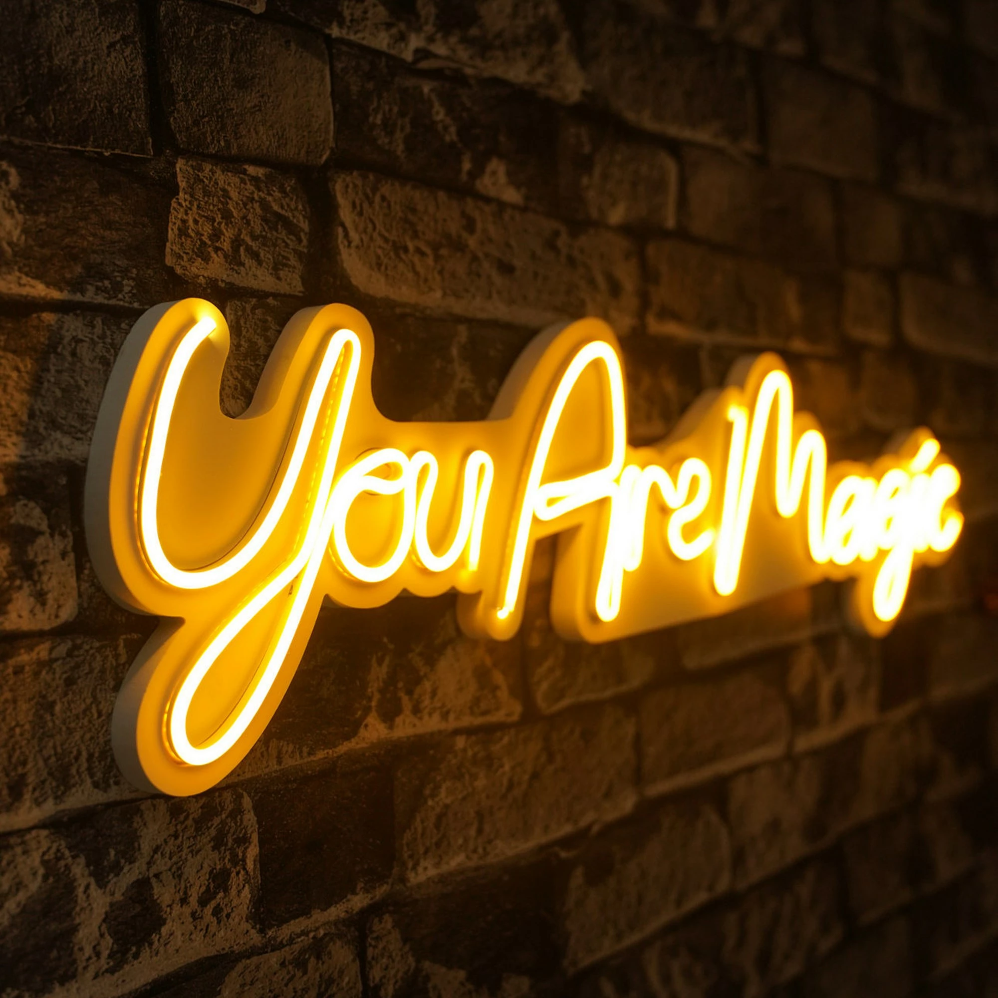 Dritë dekorative LED në mur, plastikë, 'You Are Magic', e verdhë
