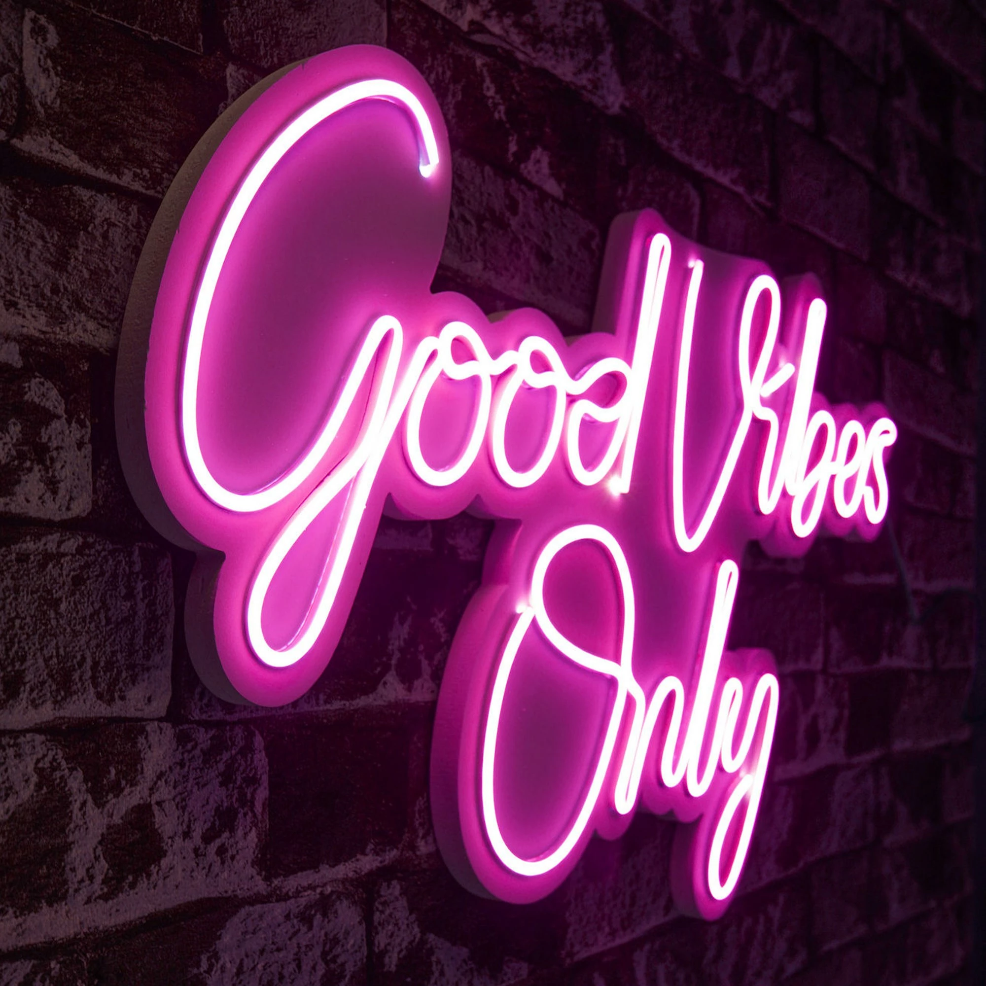Dritë dekorative murale LED, plastikë, Good Vibes Only, rozë