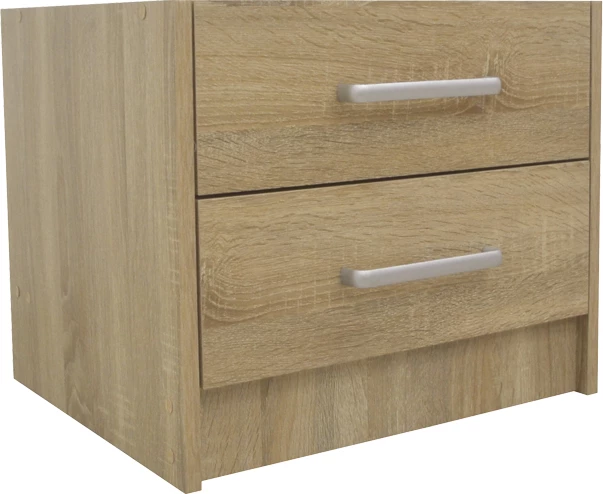 Komodinë Olympus me 2 sirtarë, ngjyrë lisi të çelët, 47.5x40.5x40.5