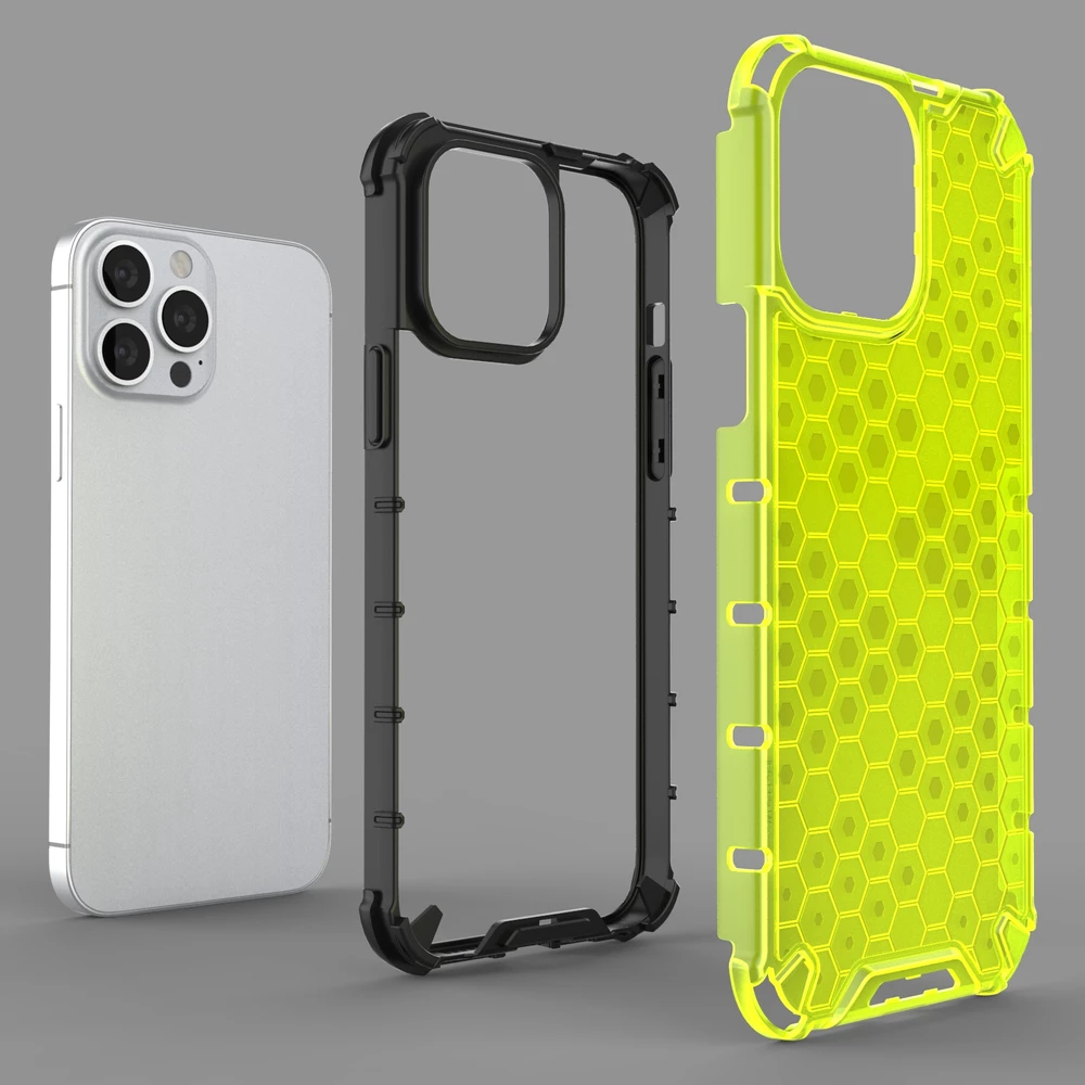 Mbështjellës Hurtel Honeycomb për iPhone 13 Pro Max, transparent