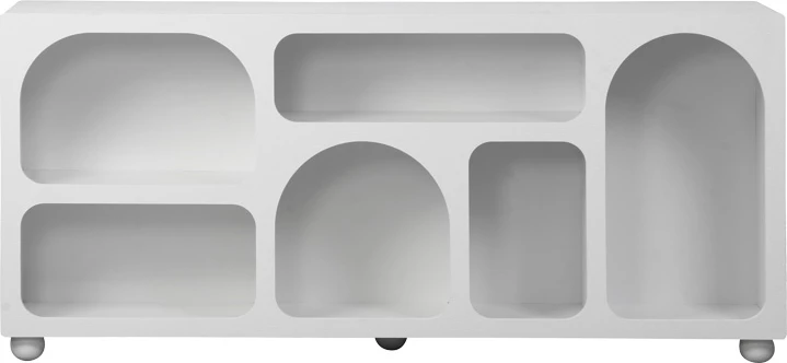 Bufe Emersi me rafte, MDF, ngjyrë e bardhë, 164x34x76cm