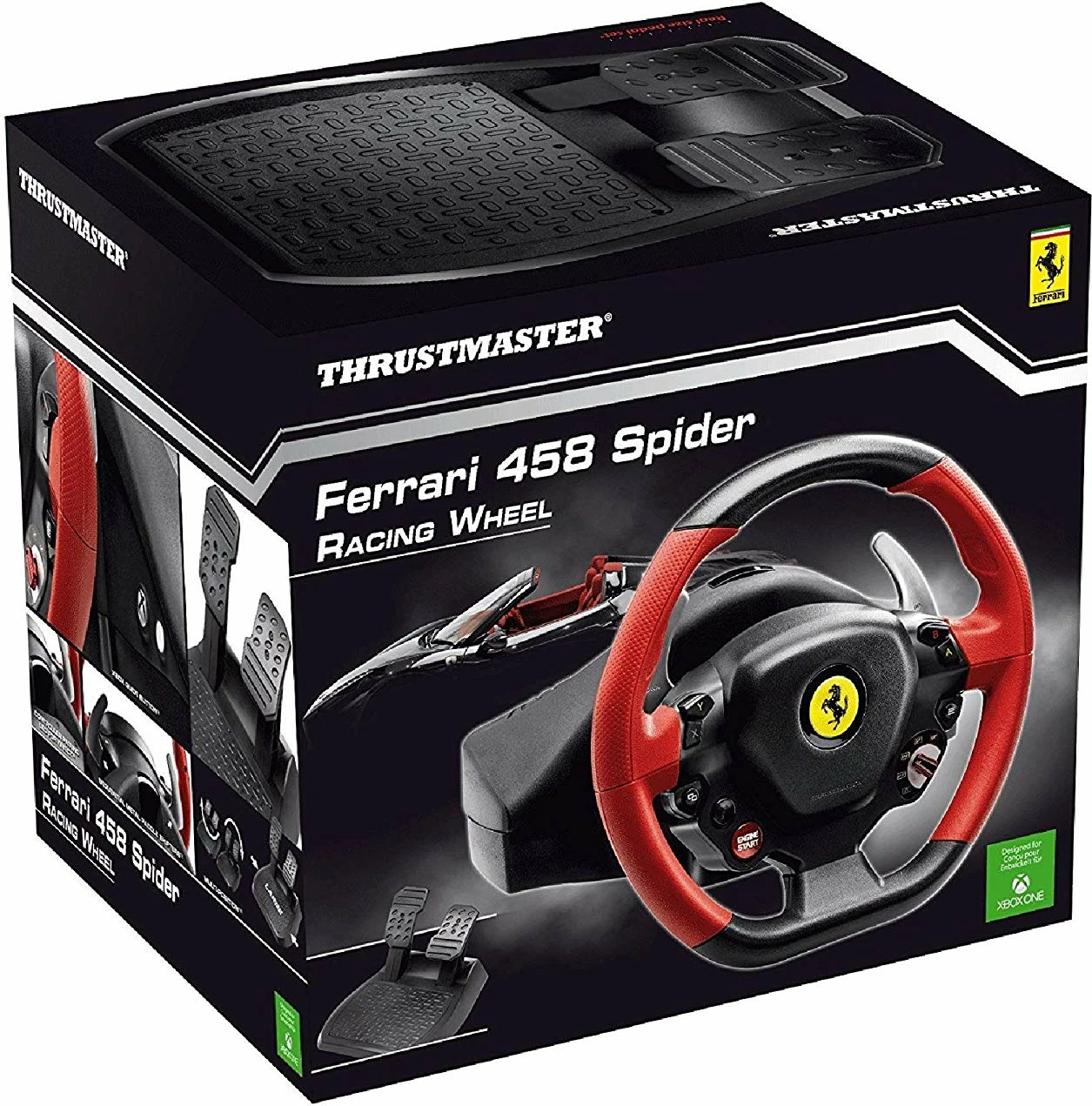 Volan racing Thrustmaster Ferrari 458 Spider, 28 cm, 240° rotacion, për Xbox One/Series X|S, kuqe/zezë, set me pedale