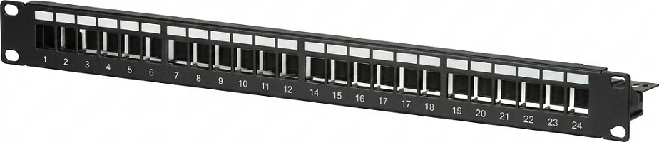 Patch panel EFB Elektronik 19" 1U 24-Port pa Keystone, i zi