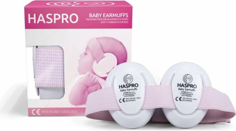 Kufje mbrojtëse për bebe HASPRO Baby Earmuffs SNR 23 dB, rozë