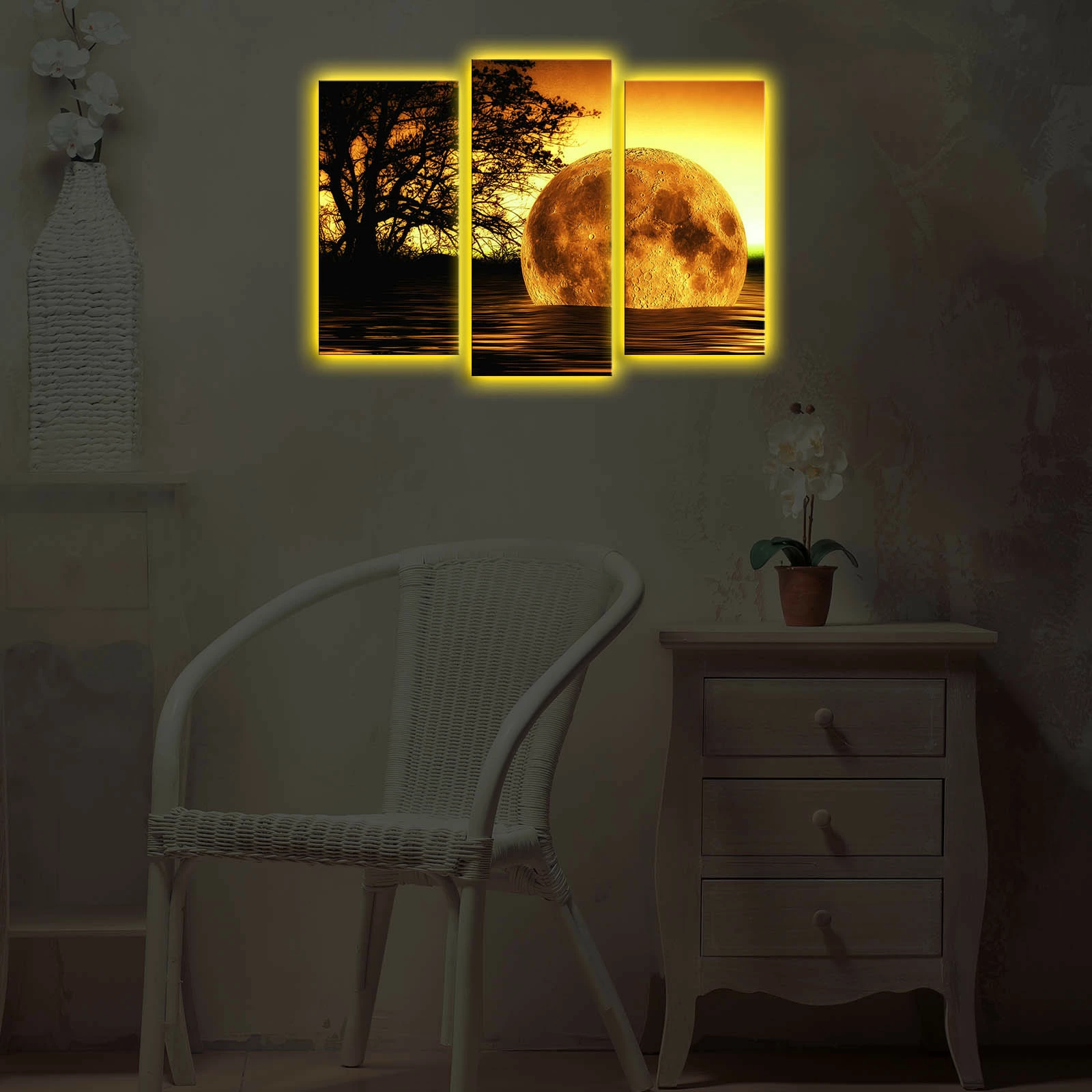 Pikturë dekorative me LED, 3 pjesë, Wallity, 3PATDACT-26