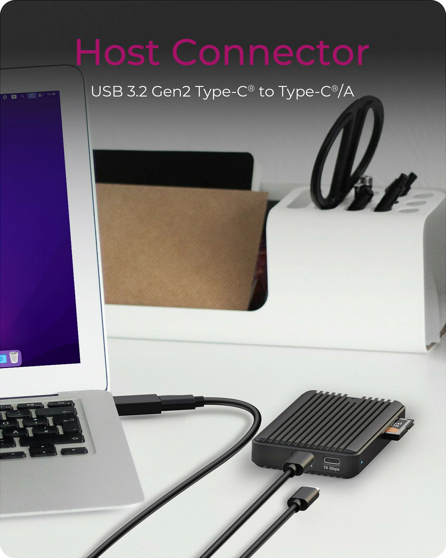 Kasë eksternë SSD ICY BOX IB-CR601M-C31 për M.2, USB-C 10Gbps, me lexues CFexpress, e zezë