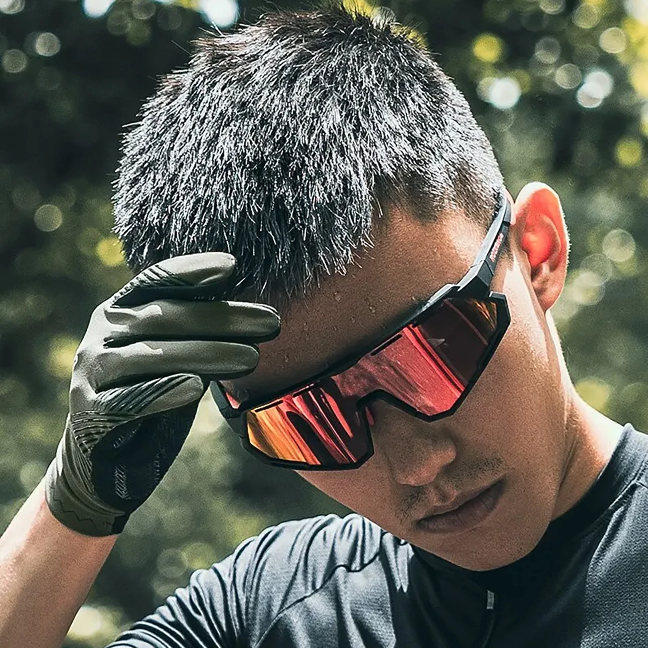 Doreza çiklizmi Rockbros 16110006002, madhësi M, me amortizim SBR, touchscreen, të ajrosshme, set 1 palë, zi/gjelbër