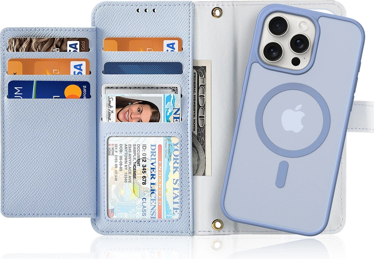 Mbështjellës Dux Ducis Lawa për iPhone 15 Pro Max, lëkurë, kaltër