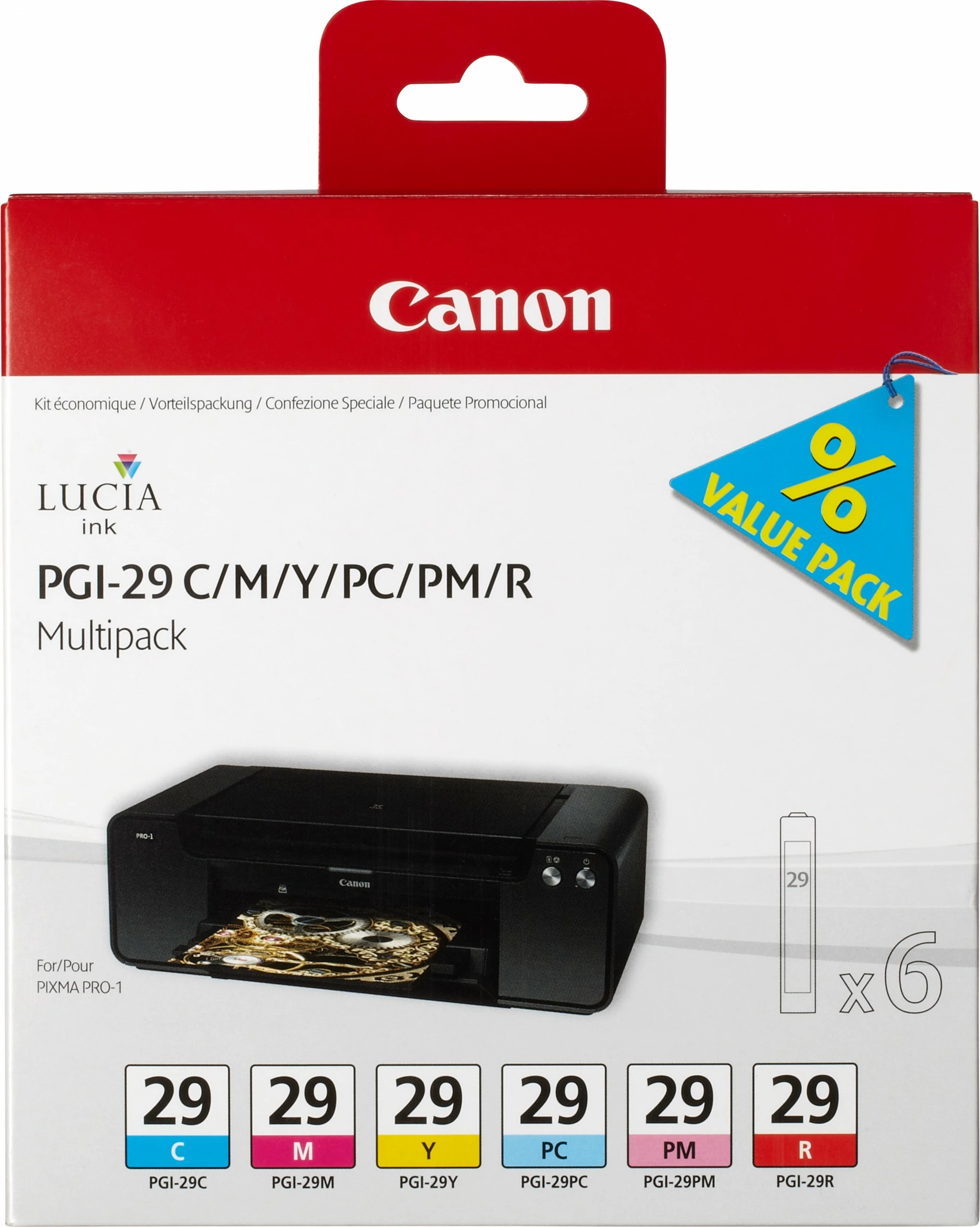Toner Canon PGI-29, Multipack, 6 ngjyra, Pigment-based