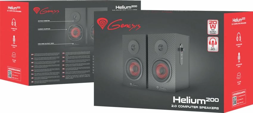 Altoparlantë për kompjuter GENESIS Helium 200 NCS-1305 20W 2.0, zi me të kuqe
