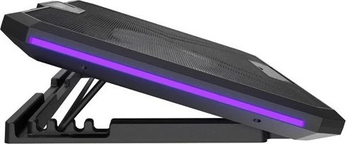 Stand ftohës laptop Natec Fury Gunbai G3 NFC-2375, për 14.1-17.3 inch, 2 fansa 120 mm, RGB, hub USB 2 porta, rregullim shpejtësie dhe 5 nivele, e zezë