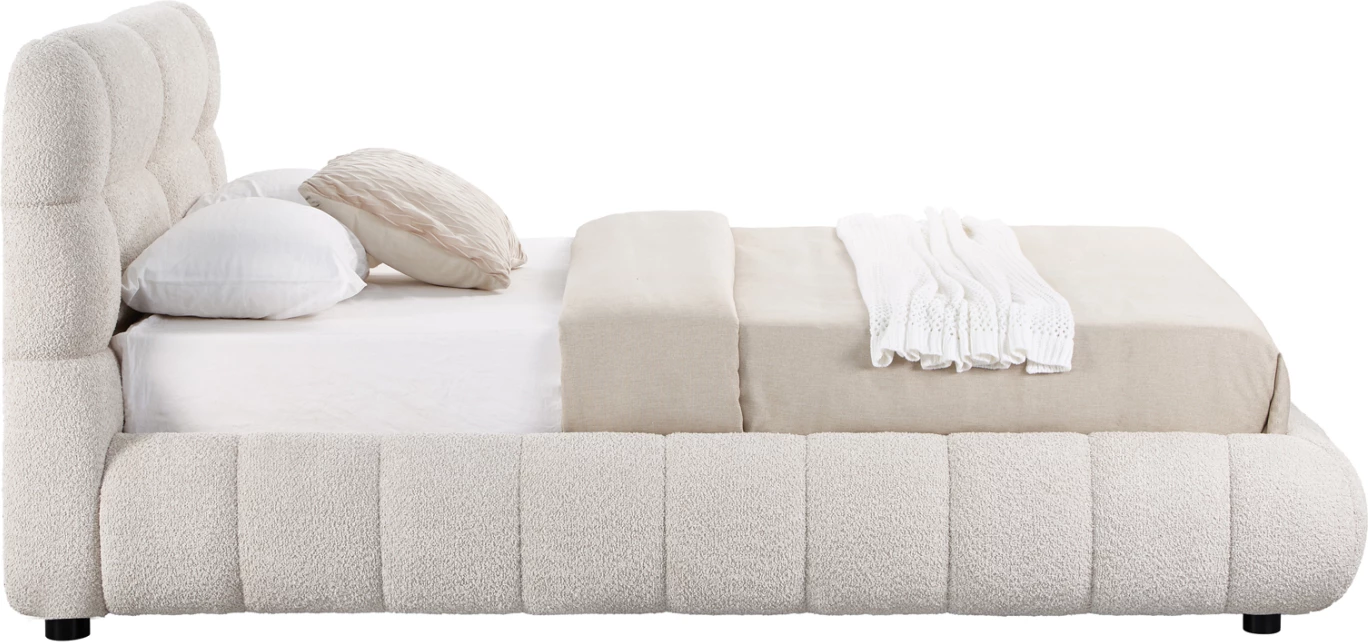 Krevat dopio me hapësirë për depo, stof boucle bezhë, BUBBLE FH730.03, dyshek 160x200cm