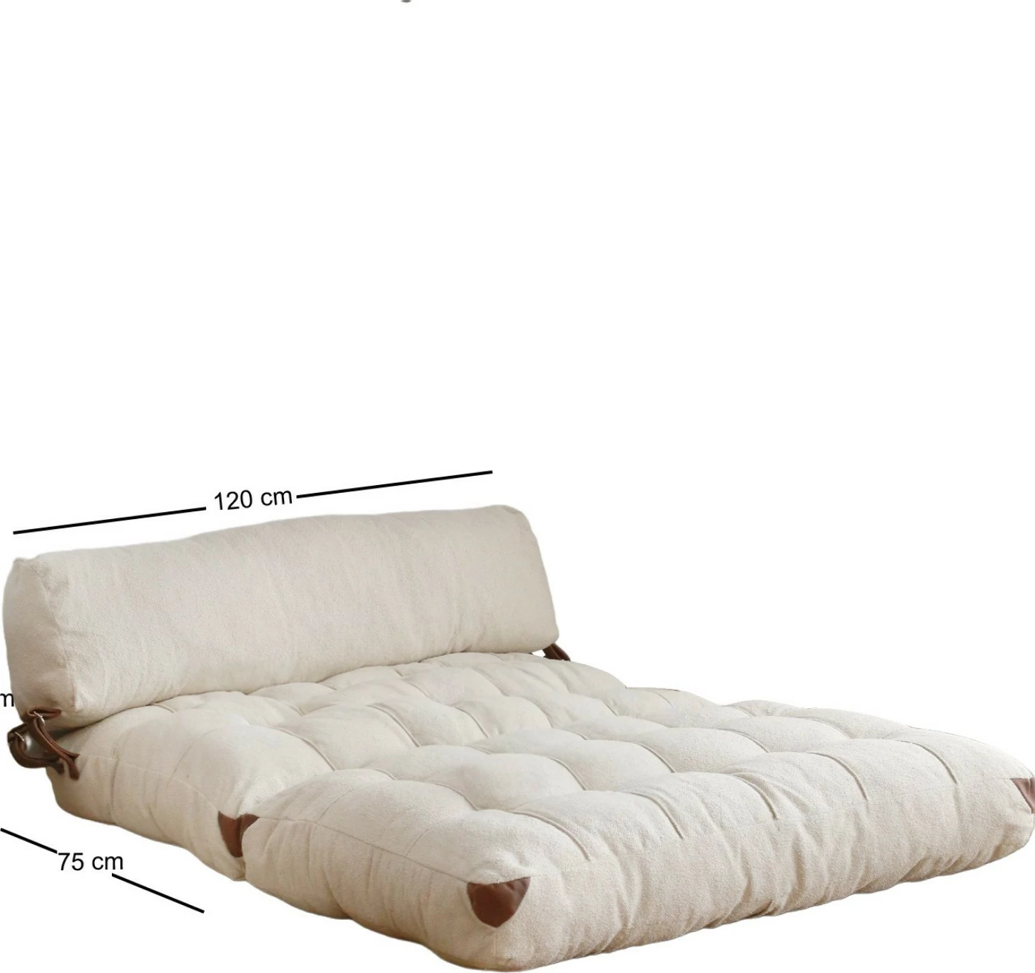 Divan-krevat 2 vende, stof Teddy, krem, Fold Teddy 2