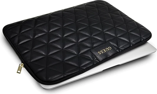 Mbështjellës laptopi Guess Quilted, deri 13", lëkurë artificiale, i zi