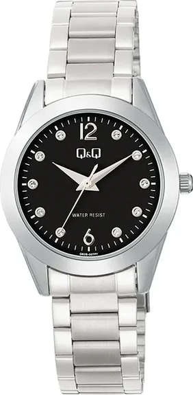 Orë dore Q&Q Q82B-007PY, e argjendtë/zezë