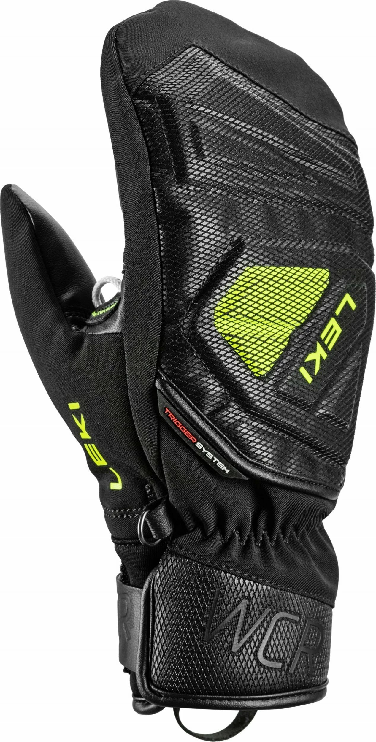 Doreza ski Leki WCR C-Tech 3D Jr. Mitt, madhësia 7, zi-verdhë limon