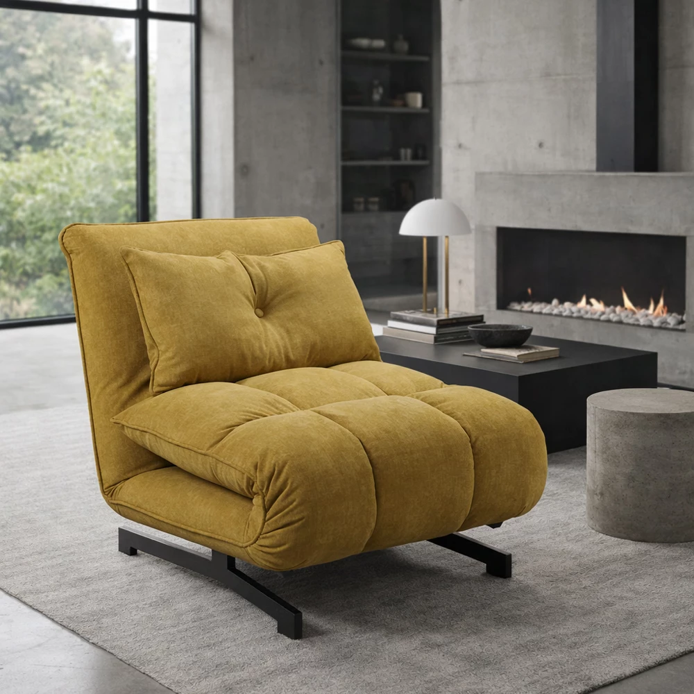 Fotel palosëse Tessera, ngjyrë mustard, 86x86x83cm