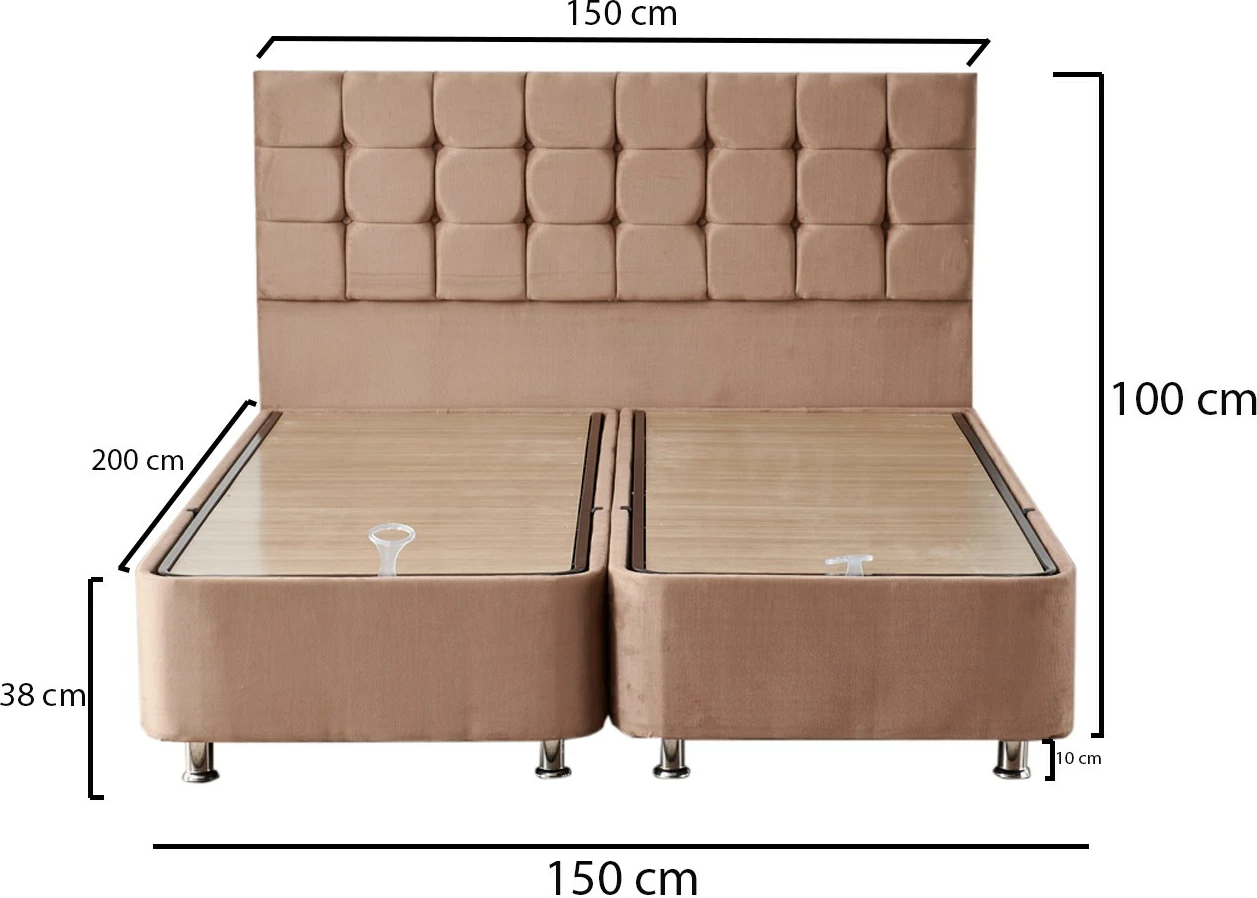Dyshek dopio, bazë dhe shtrat, Skye Decor Helen, ngjyrë kafe e çelët, 150x200cm