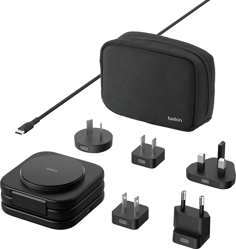 Karikues wireless Belkin BoostCharge Pro Qi2 3-në-1, MagSafe, 15W, adapter 36W, kabllo USB-C 1.5m, i zi