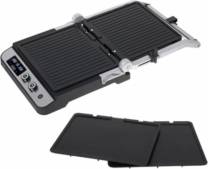 Grill elektrik Adler AD 3059 2në1 3000 W me ekran LED, i zi/argjendtë