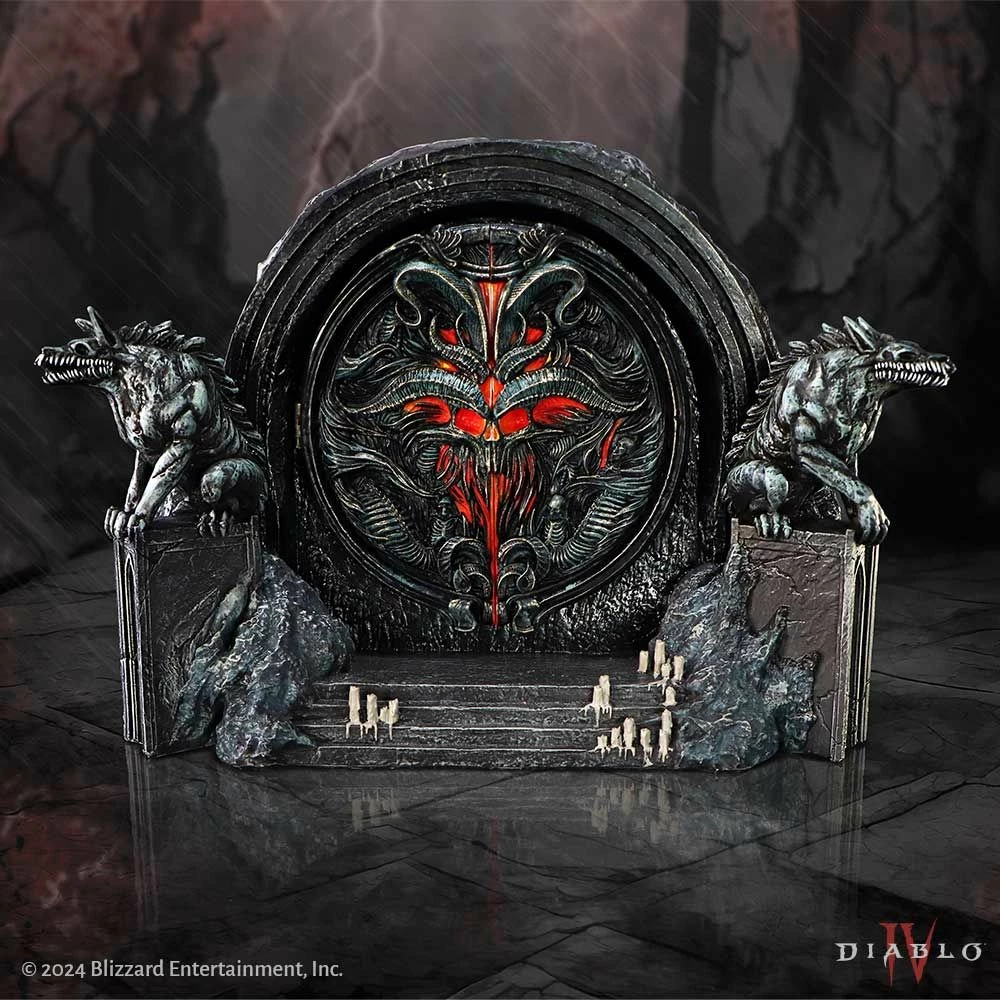 Kuti dekorative NEMESIS NOW Diablo IV Hells Gate 22 cm, rezinë, e zezë/gri me detaje të kuqe, gift box