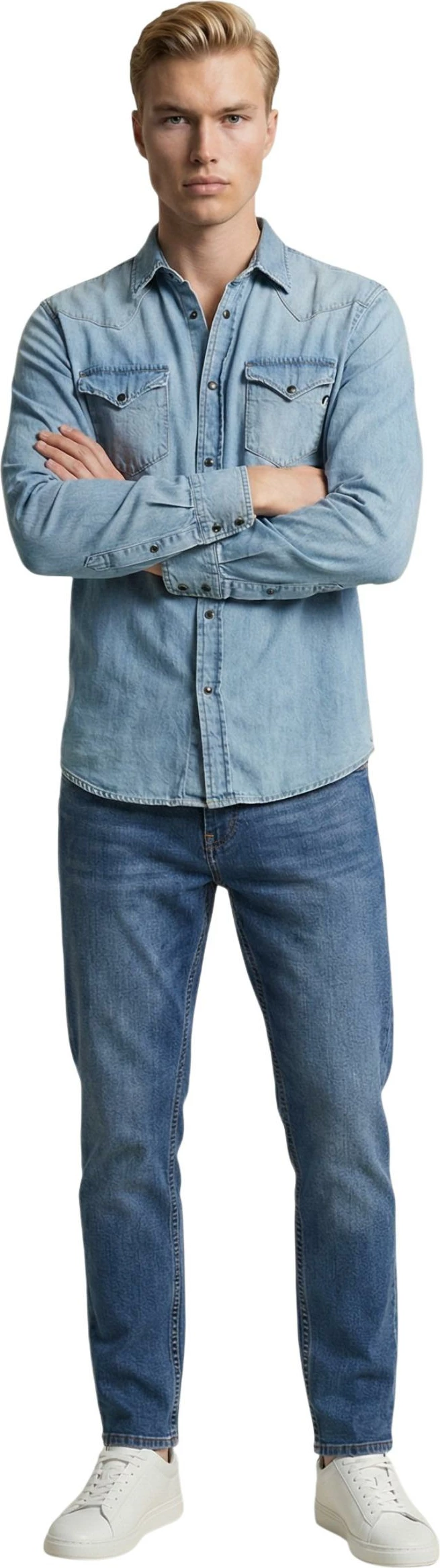 Këmishë për meshkuj Replay REGULAR M4860T.000.26C 12B, denim e çelët [Madhësia: XL]