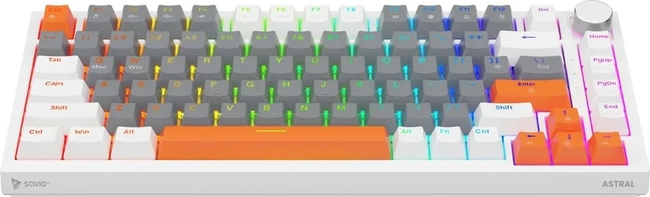 Tastierë Savio Astral, 75%, RGB, Outemu White Jade, USB-C, bardhë-gri