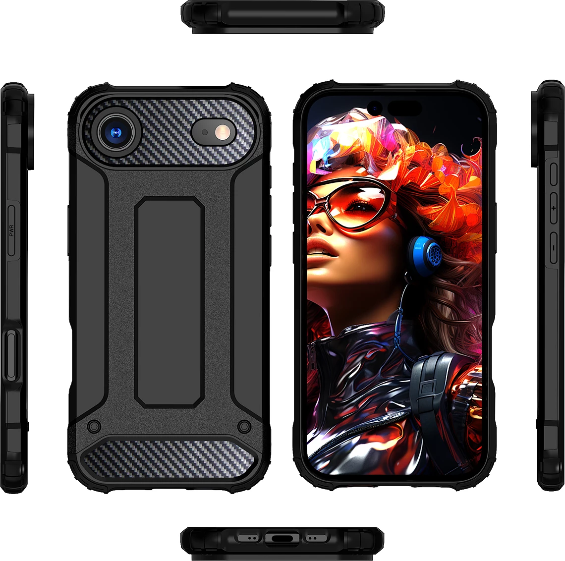 Mbështjellës Hurtel Hybrid Armor për iPhone 17 Air, i zi