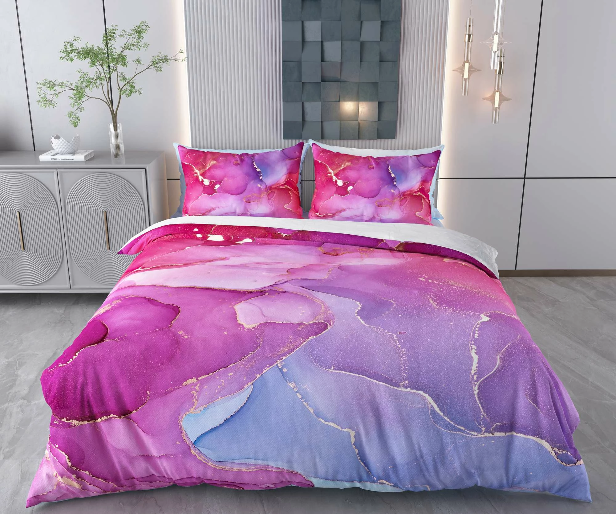 Set mbulesë jorgan XXL njësh, L'Essentiel Linge de Maison, safir, lejla, rozë, kaltër