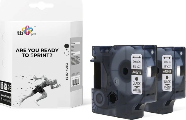 Shirit etiketa TB Print TBTD-40913 për Dymo, 9mm x 7m, 2 copë, Bardhë