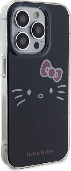 Mbështjellës Hello Kitty IML Kitty Face për iPhone 15 Pro, i zi
