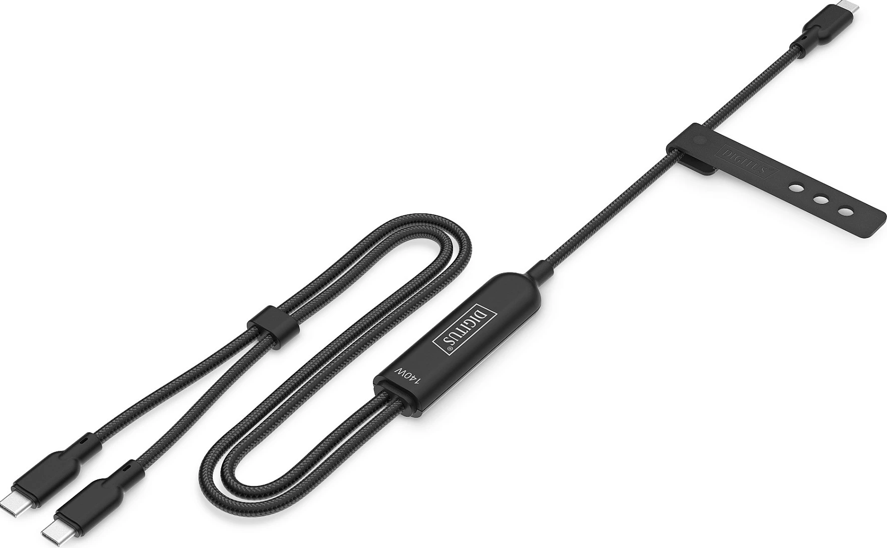 Kabllo karikimi Digitus USB-C 2në1, 140W USB PD, 1.8m, e zezë