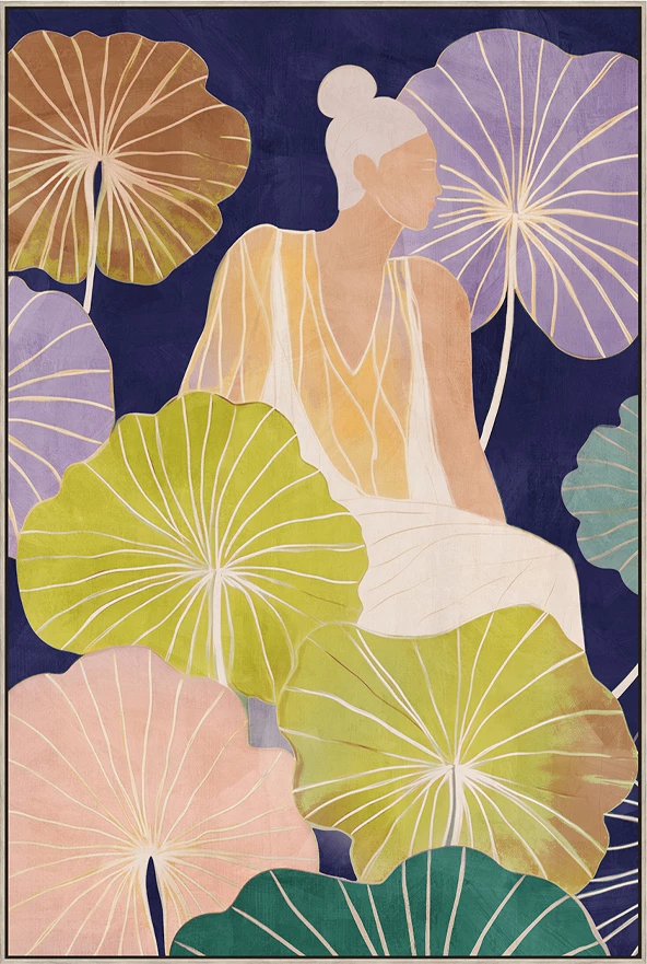 Pikturë dekorative Flower Lady, kanavacë, dru natyral, shumëngjyrëshe, 60x90x5cm