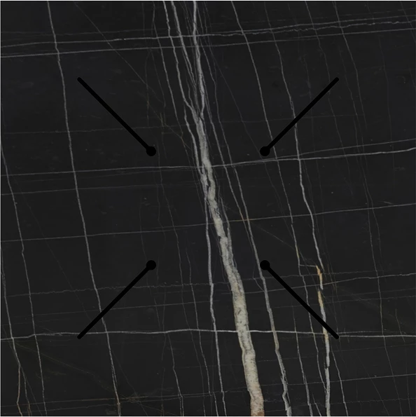 Sipërfaqe tavoline Relian, pamje mermeri të zi, HPL, 60x60cm, trashësi 12mm