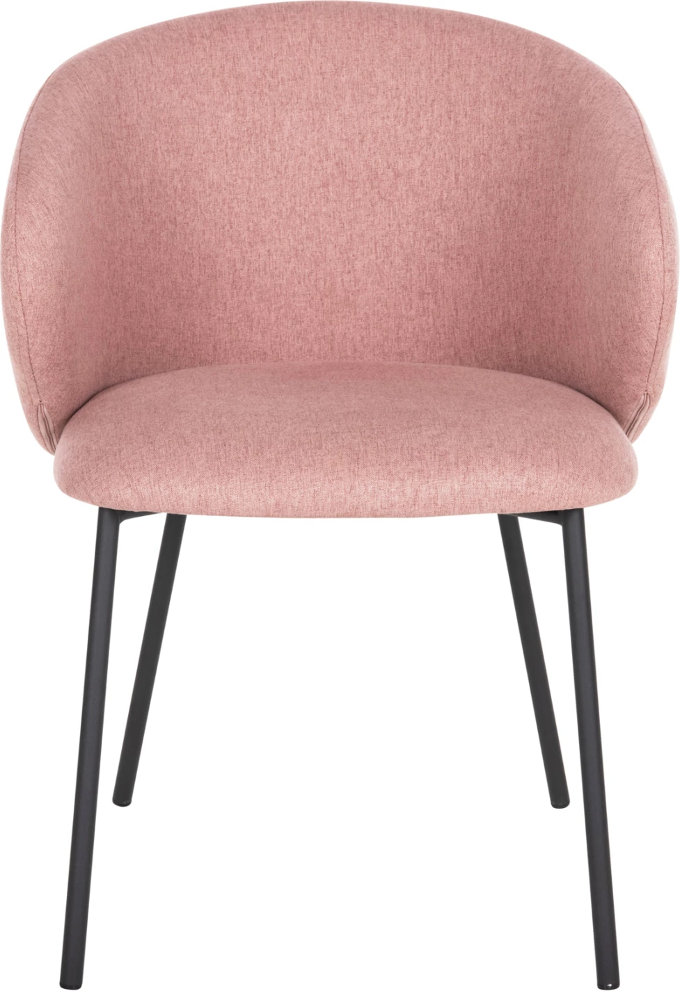 Karrige ngrënieje ISIAH FH9615.02, pëlhurë rozë e zbehtë, këmbë metalike të zeza, 56x56x76H cm., set prej 2 copë