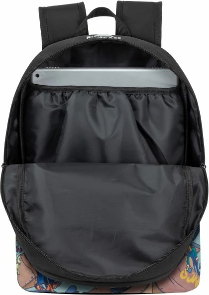 çantë shpine RIVACASE Skaters 5420, 12L, për laptop, material repelent uji, e zezë me print shumëngjyrësh