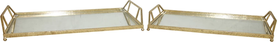 Set tabakaje me doreza, metalik, pasqyrë, ngjyrë ari, 53x30x8cm, 2 copë