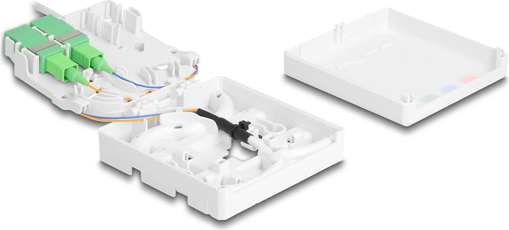 Kuti lidhëse fibër optike DeLOCK 2x SC/APC Simplex, kabllo drop 40 m, G.657.A1, e bardhë