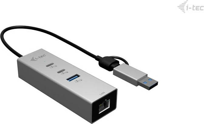 Hub USB I-TEC Metal HUB, 2x USB-C Gen1, 1x USB-A Gen1, LAN 2.5Gb, argjend