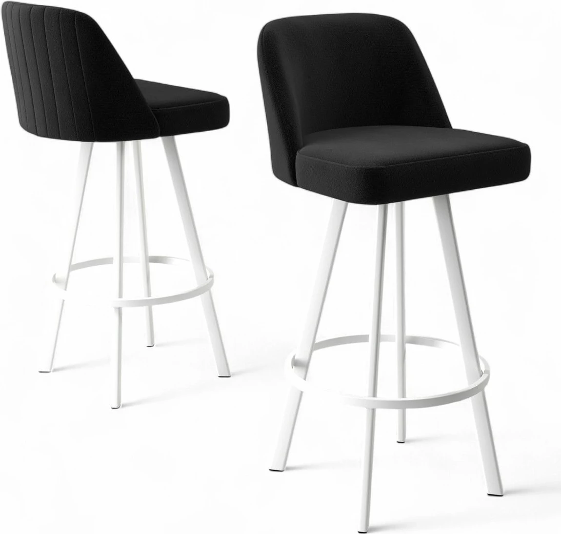 Set karrigesh për bar (4 copë), Hanah Home, Atex, e zezë, e bardhë