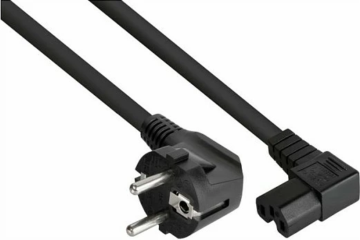 Kabllo rryme Kabelmeister CEE 7/7 në IEC C15, 1.8m, 10A, 250V, 90°, e zezë