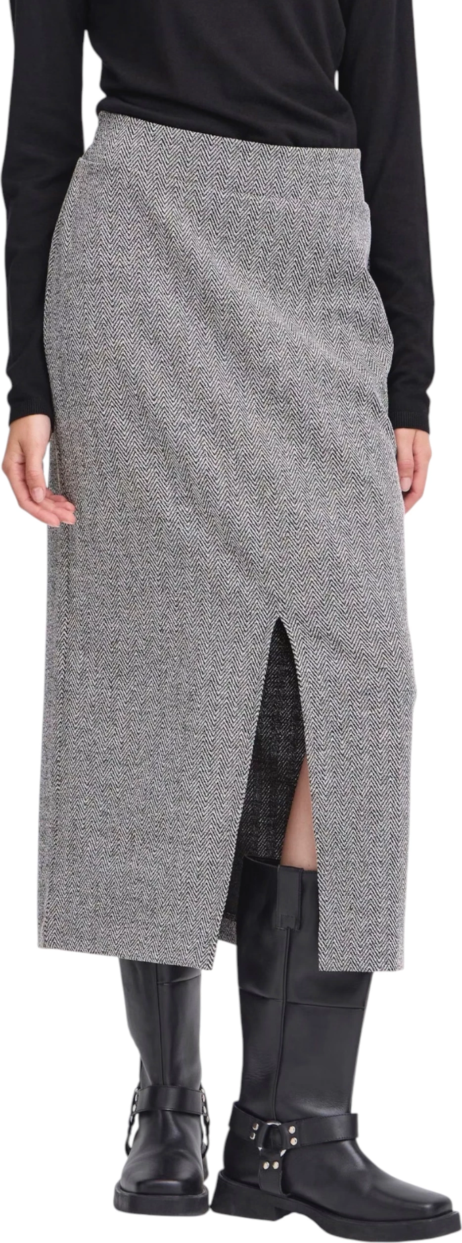 Fund për femra Ichi IHKATE Jacquard Long SK 20122404, bardhë e zi