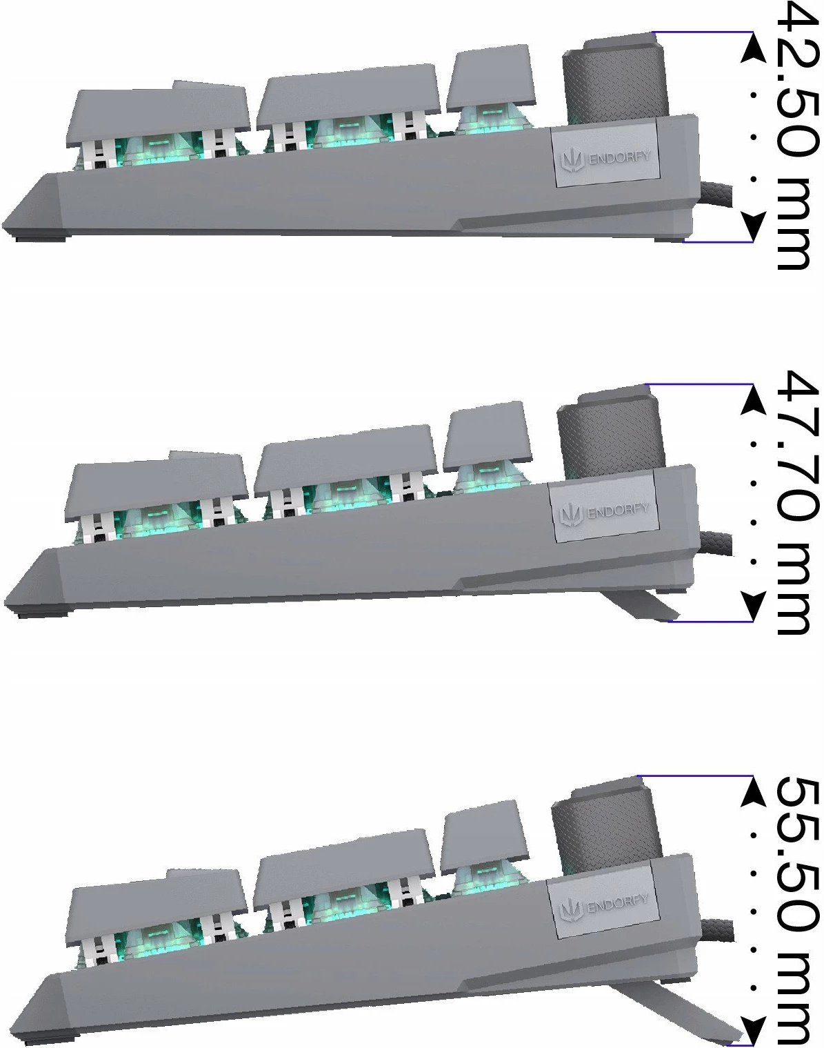 Tastierë mekanike Endorfy Thock V2 EY5A125, 100% full-size, RGB, US ANSI, switch ENDORFY Red, gri, set me 2 switch rezervë